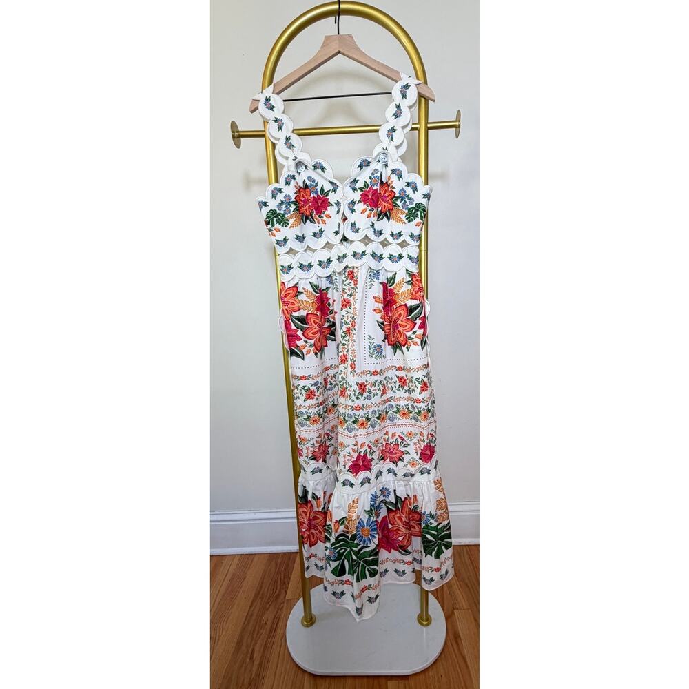 Farm Rio NEW Bloom Garden Off White Midi Dress, Med - Picture 5 of 13
